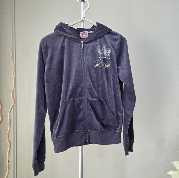 Juicy Couture Tops - NWT Juicy Couture Blue /gray Hoodie Velourtrackpants Sz.S